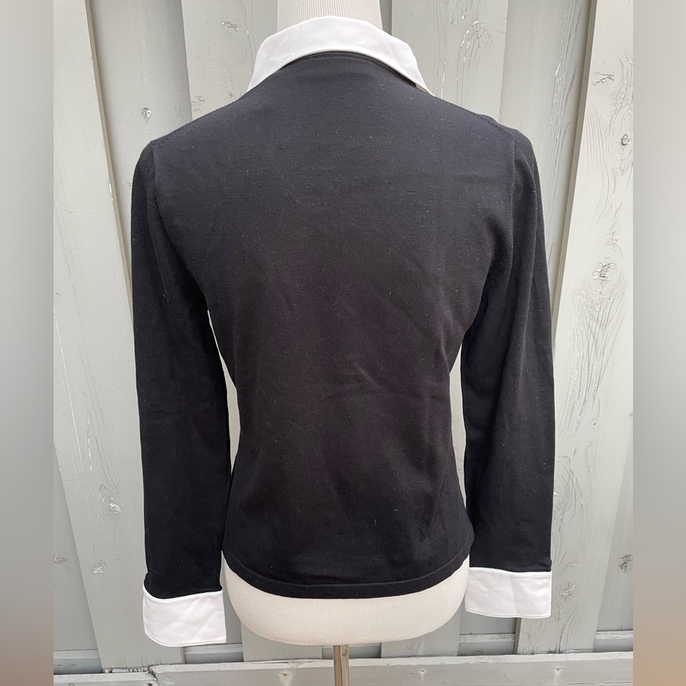 Kate Hill Black V-Neck Silk Blend Knit Sweater Shirt size M - Picture 2 of 7